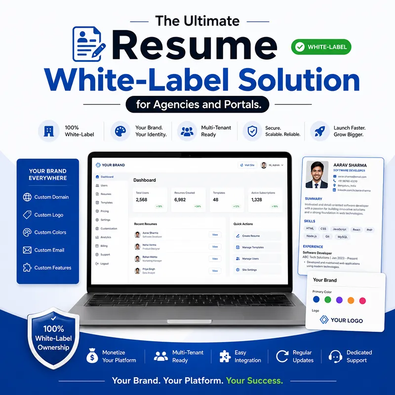 Live resume builder software for agencies white labeled